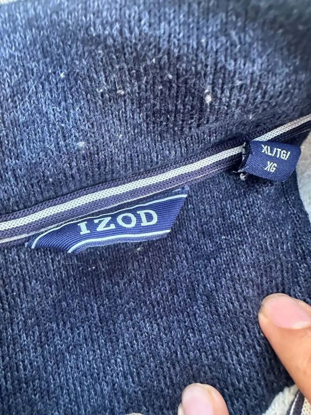 IZOD Heather Oatmeal Ribbed Quarter-Zip Pullover Sweater XL - Picture 5 of 6